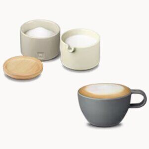 Nespresso Ceramic Mug & Stackable Serving Set - Cream and Gray